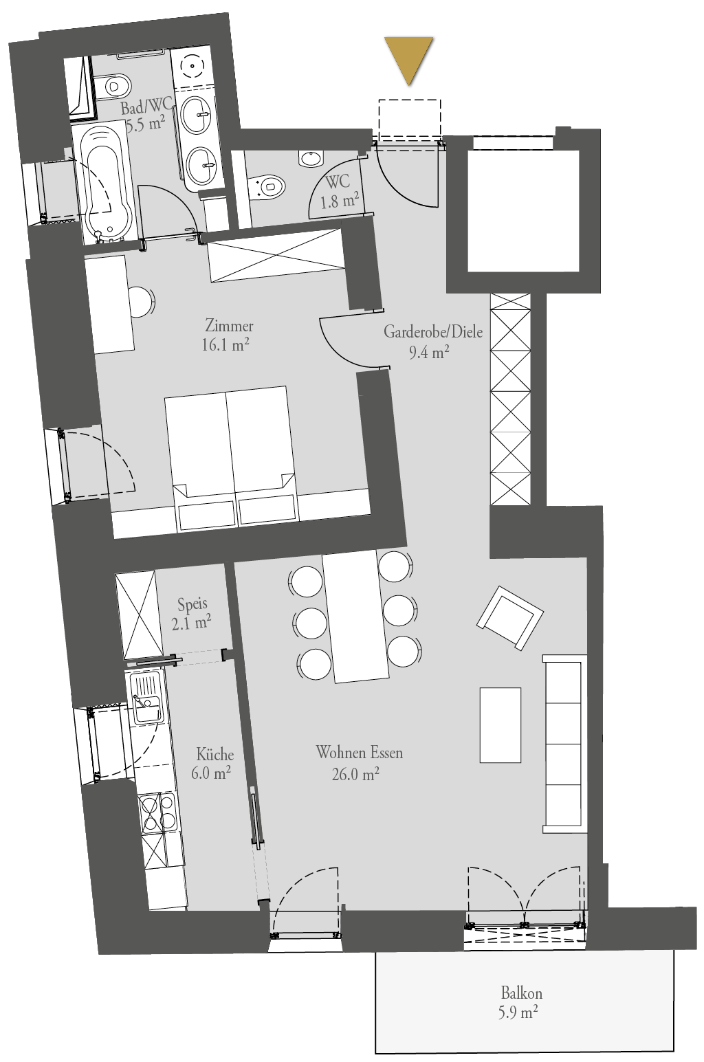 M&uuml;hle - 2-Zimmer Wohnung